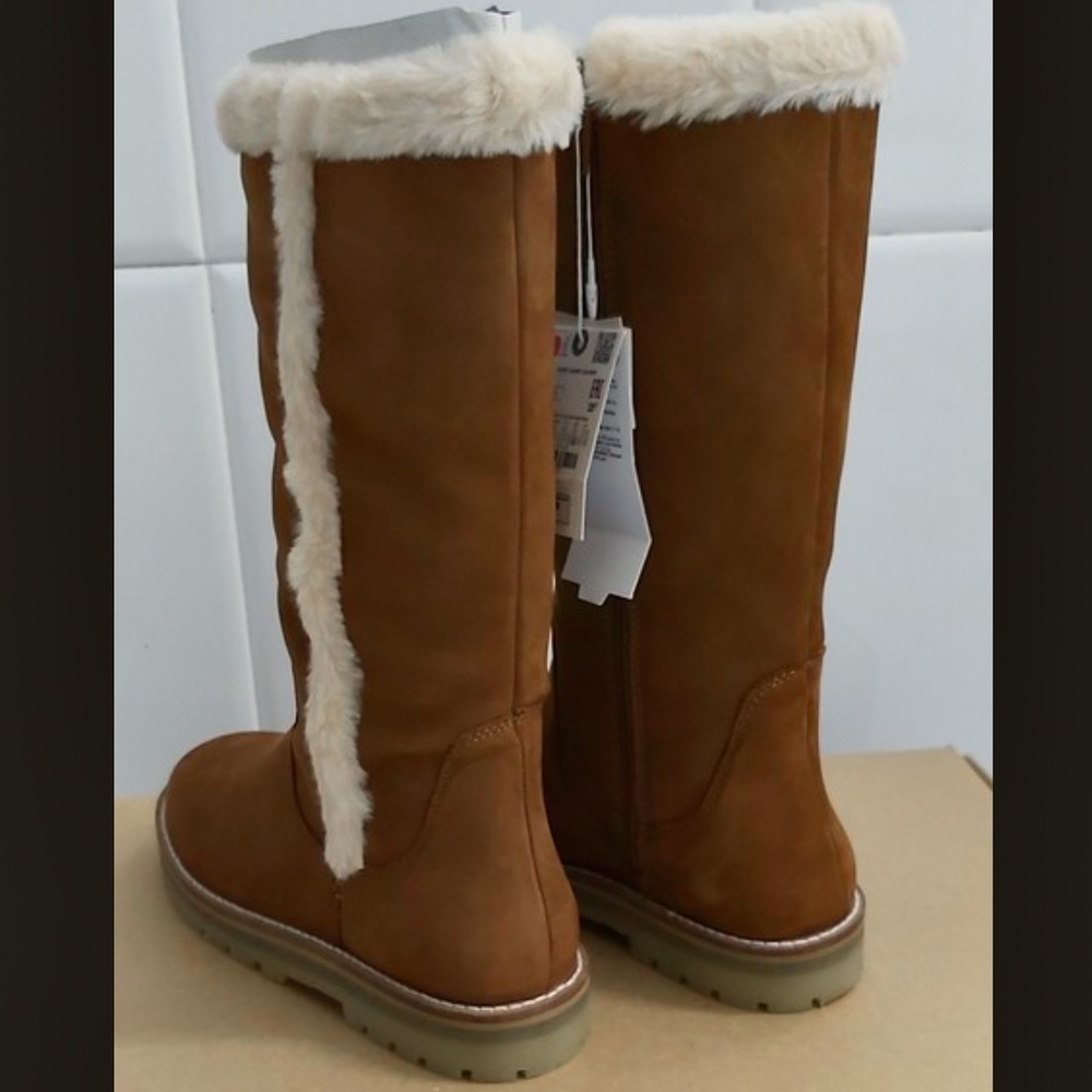 Zara girls brown leather lined tall boots - Picture 11 of 16